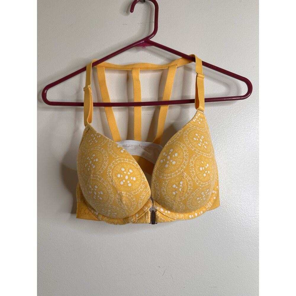 Cacique Size 38C Boost Plunge Yellow Floral Padded Bra Underwire Bandana Pattern - Picture 2 of 11